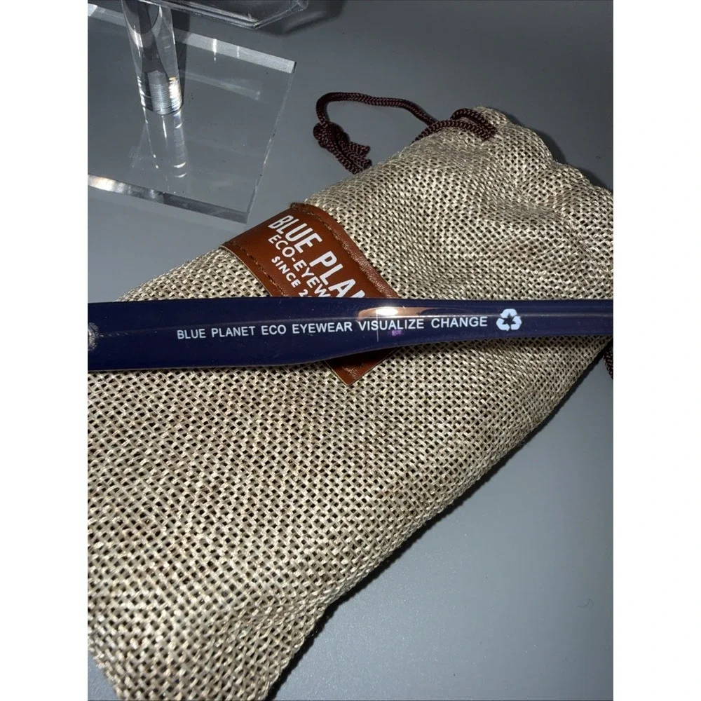 Blue Planet Eco Authentic Sunglasses Acacia Blue Frames/Black Lens- includes Bag
